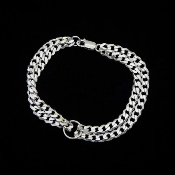 Real 925 Sterling Silver Double Curb Bracelet | Made in Italy | Cuban Link 5.7mm - Picture 2 of 3